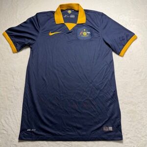 Australia Football 2014 Away Jersey Dri Fit Mens Size S Navy Gold Soccer Collard